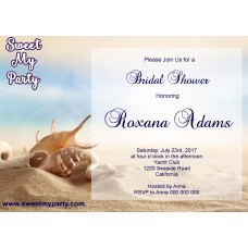 Seaside Bridal Shower invitation, Sea Shell Bridal Shower Invitation,Beach Wedding Shower Invitation,(11)